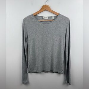 Dagmar Women Grey Ribbed Long Sleeve Shirt Size Large